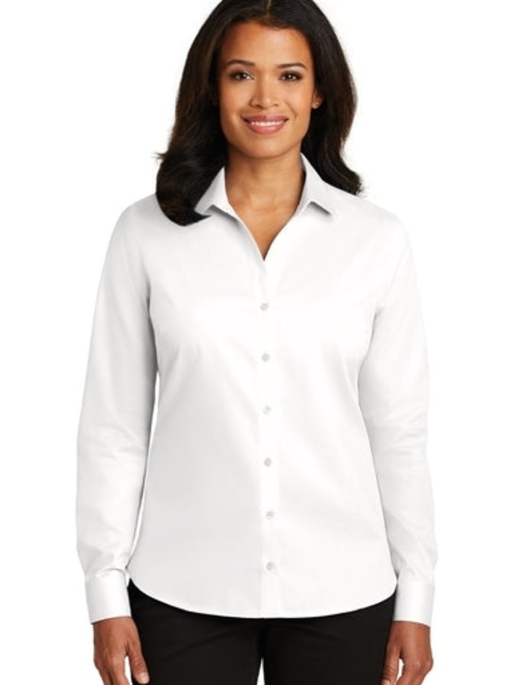 Classic White Button-Down Shirt with Point Collar
